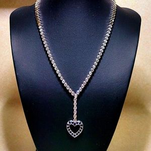 CLEAR AND BLUE CZ STONES CHOKER Y NECKLACE